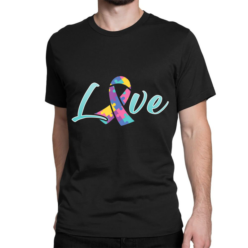 Love Autism Ribbon Autistic Awareness Support Special Needs Classic T-shirt | Artistshot