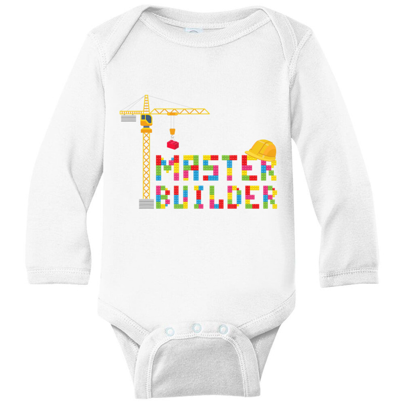 Master Builder Engineer Construction Building Bricks Blocks Long Sleeve Baby Bodysuit | Artistshot