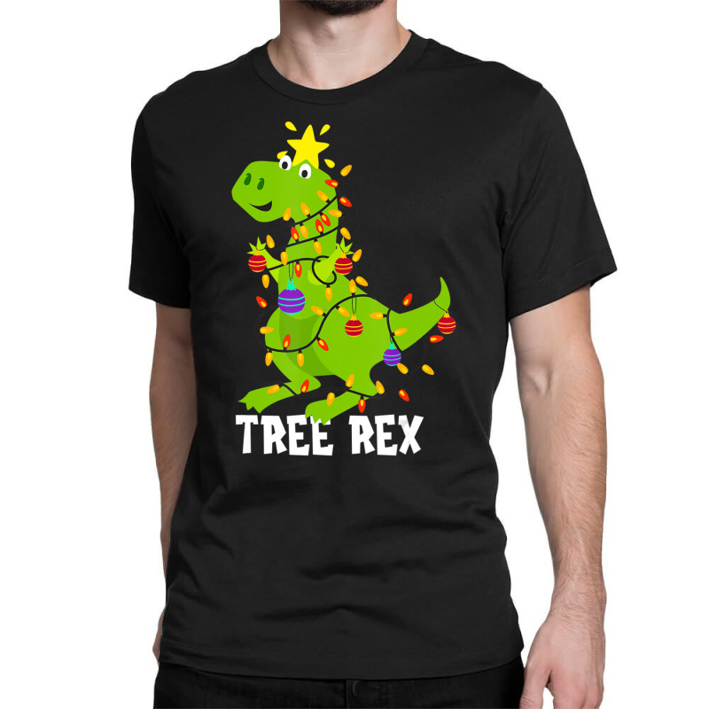 Tree Rex With Christmas Balls And Lighting Classic T-shirt | Artistshot