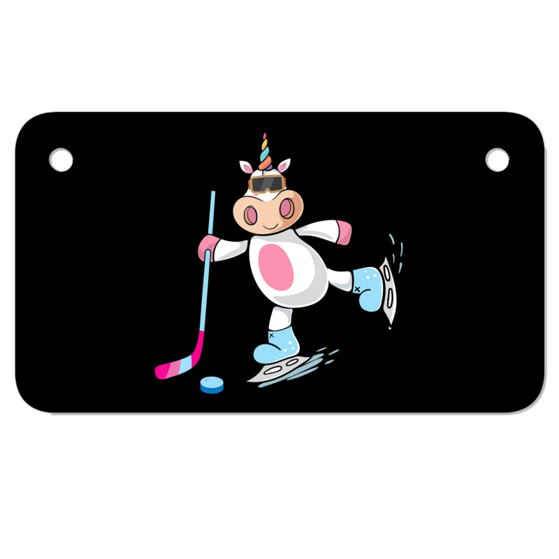 Unicorn Ice Hockey Player Kid Magical Animal Lover Motorcycle License Plate | Artistshot