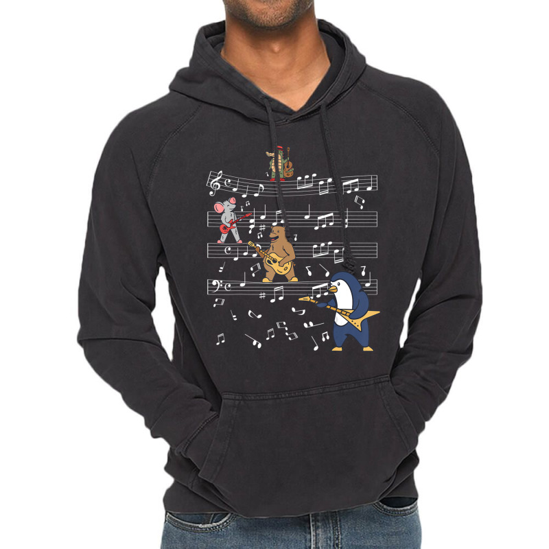 Music Sheet Musicians Animals For Children Vintage Hoodie | Artistshot