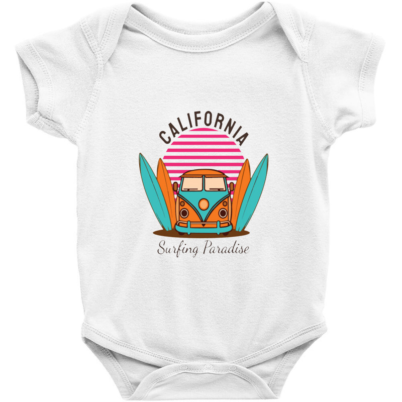 California Surfing Paradise Baby Bodysuit by barangelekto | Artistshot