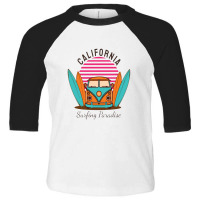 California Surfing Paradise Toddler 3/4 Sleeve Tee | Artistshot