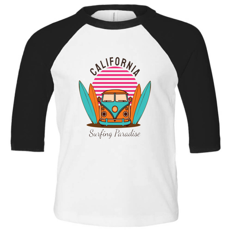 California Surfing Paradise Toddler 3/4 Sleeve Tee by barangelekto | Artistshot