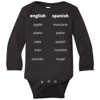 English Spanish Language Bilingual School Office University T Shirt Long Sleeve Baby Bodysuit | Artistshot