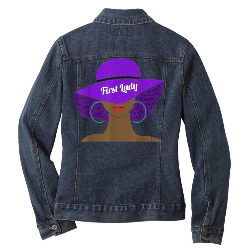 First Lady Pastor's Wife Church Hat Art T Shirt Ladies Denim Jacket by deleonnylorindg | Artistshot