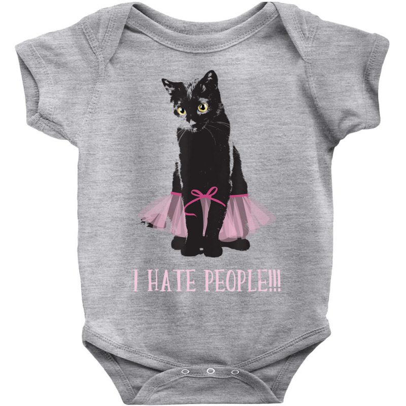 I Hate People Black Cat With Tutu Skirt Halloween Costume Baby Bodysuit | Artistshot