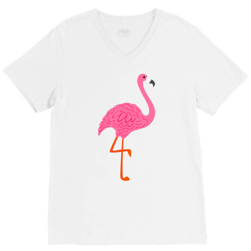 Pink Flamingo On One Leg For Bird & Nature Beach Fans Outfit V-neck Tee | Artistshot