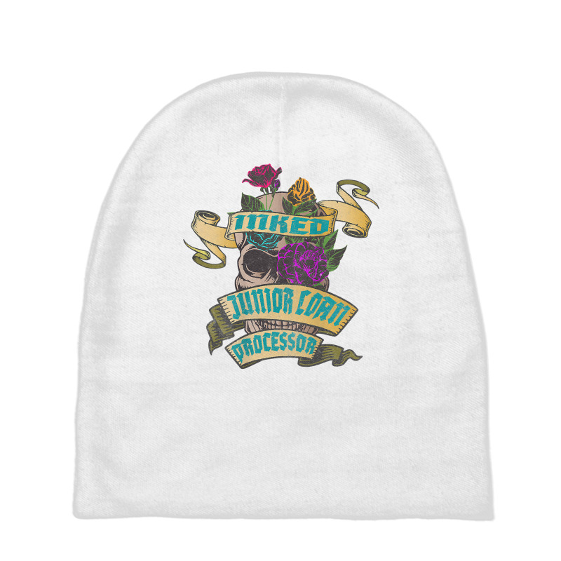 Junior Loan Processor Inked Skull Tattoo Backside Design T Shirt Baby Beanies | Artistshot