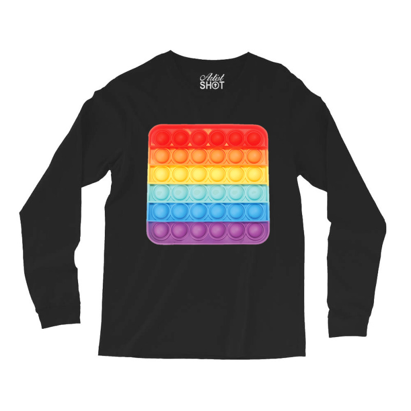 Pop Up Fidget Game Square Rainbow Colorful For Children Long Sleeve Shirts | Artistshot