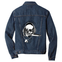 Skull Headphone Knife Dog Tag Costume Cool Halloween Men Denim Jacket | Artistshot