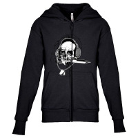 Skull Headphone Knife Dog Tag Costume Cool Halloween Youth Zipper Hoodie | Artistshot