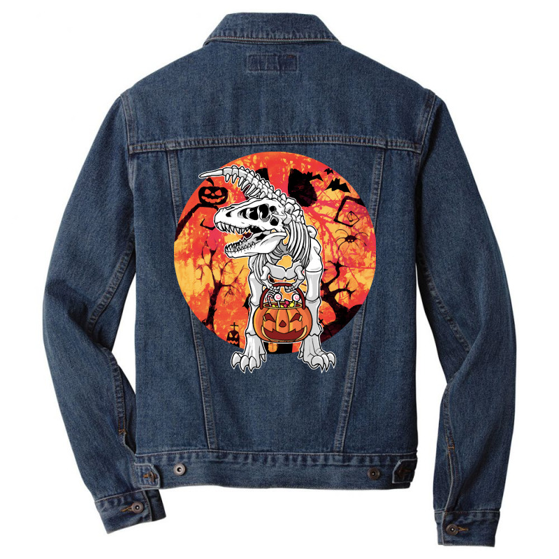 T Rex Dinosaur Skeleton Bone T  Shirt Cute T Rex Dinosaur Skeleton Bon Men Denim Jacket | Artistshot