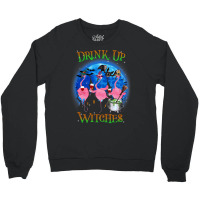 Flamingo Tropical Drink Up Witches Flamingo Witch Vibes Halloween Cost Crewneck Sweatshirt | Artistshot