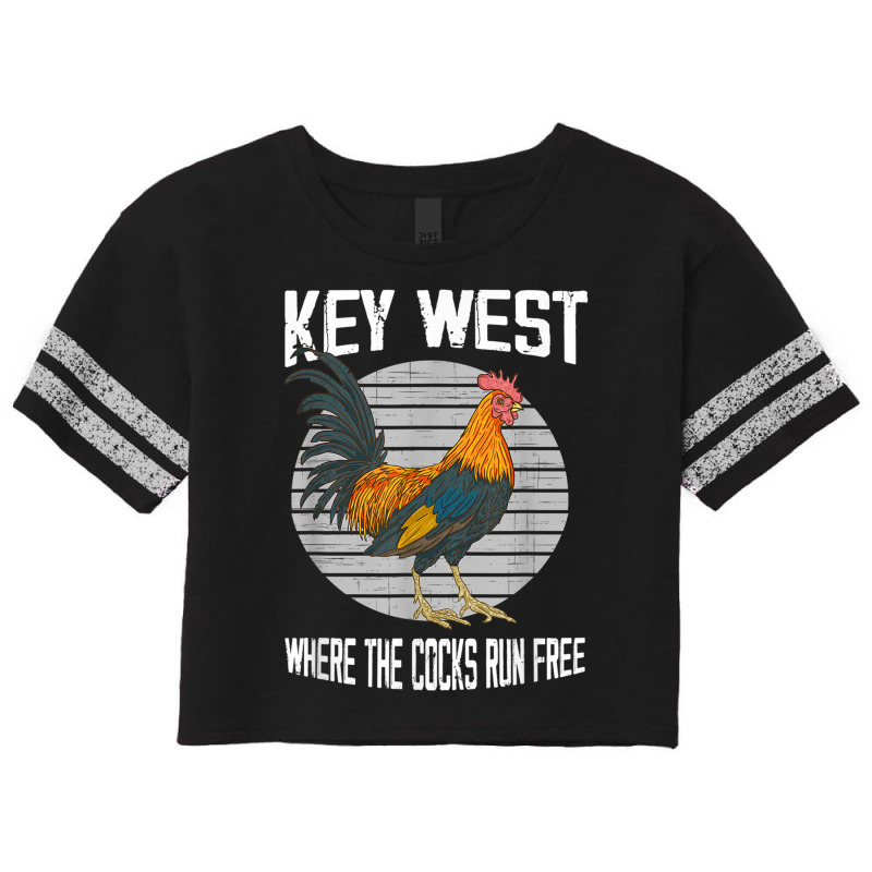 Key West Florida Where The Cocks Run Free Scorecard Crop Tee by MarquesDesign | Artistshot