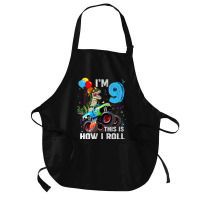 Kids 9 Year Old T Rex Dinosaur Monster Truck 9th Birthday Boys Mens Be Medium-length Apron | Artistshot