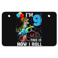 Kids 9 Year Old T Rex Dinosaur Monster Truck 9th Birthday Boys Mens Be Atv License Plate | Artistshot