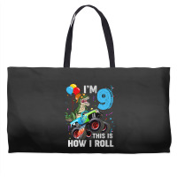 Kids 9 Year Old T Rex Dinosaur Monster Truck 9th Birthday Boys Mens Be Weekender Totes | Artistshot