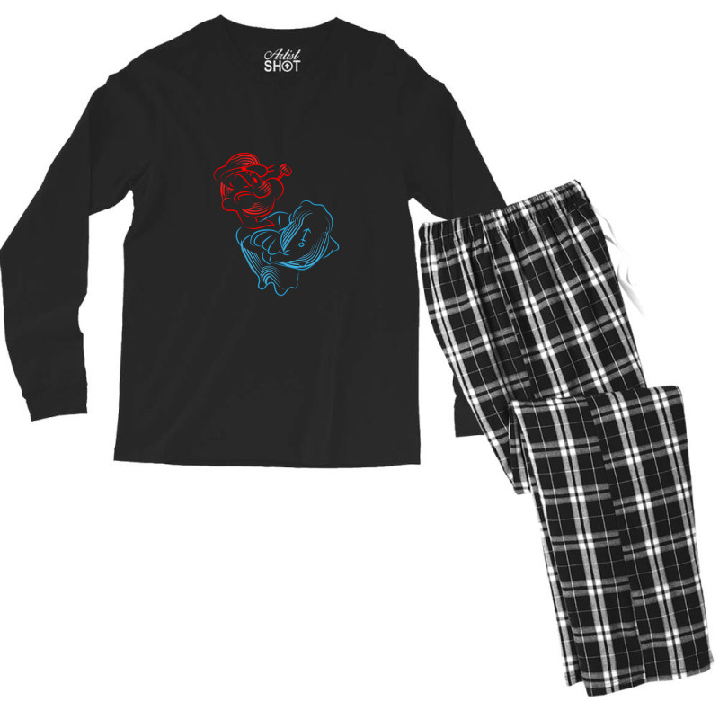 Popeye Outline Men's Long Sleeve Pajama Set | Artistshot