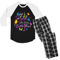 Just A Girl Who Loves Butterflies Cools Butterfly Collection Men's 3/4 Sleeve Pajama Set | Artistshot