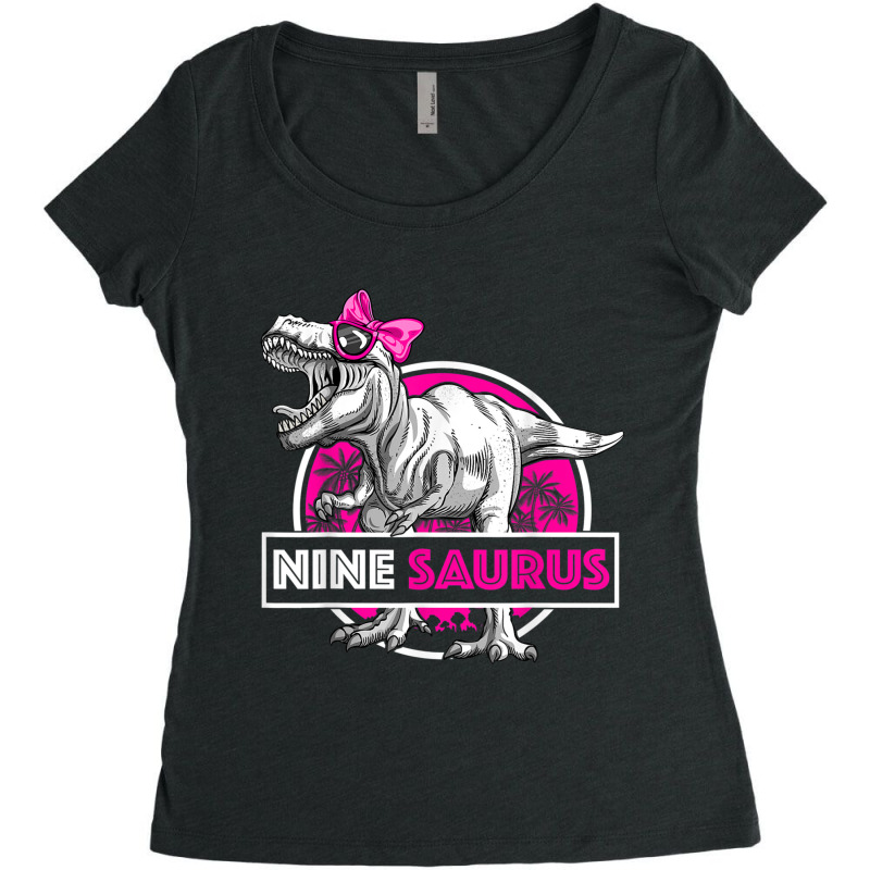 I'm Nine Saurus 9 Yrs Old T-rex For Girls 9th Birthday Gift Day Gifts Women's Triblend Scoop T-shirt by JazmineDesign | Artistshot