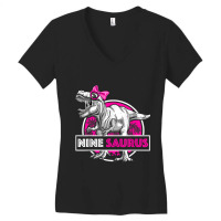 I'm Nine Saurus 9 Yrs Old T-rex For Girls 9th Birthday Gift Day Gifts Women's V-neck T-shirt | Artistshot