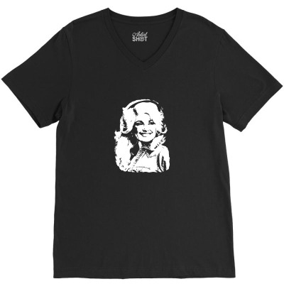 Dolly Parton Distressed Photo V-neck Tee Designed By Ismi