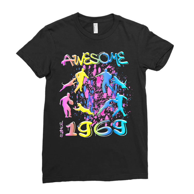 Awesome Since 1969. Agility Dog Training Graffiti Design T Shirt Ladies Fitted T-Shirt by sowleomballoucgp | Artistshot