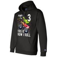 Kids T Rex Dinosaur Monster Truck 3rd Birthday Boys And Girls Design C Champion Hoodie | Artistshot