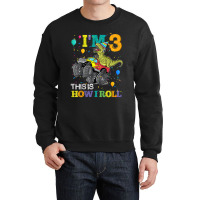 Kids T Rex Dinosaur Monster Truck 3rd Birthday Boys And Girls Games Ch Crewneck Sweatshirt | Artistshot