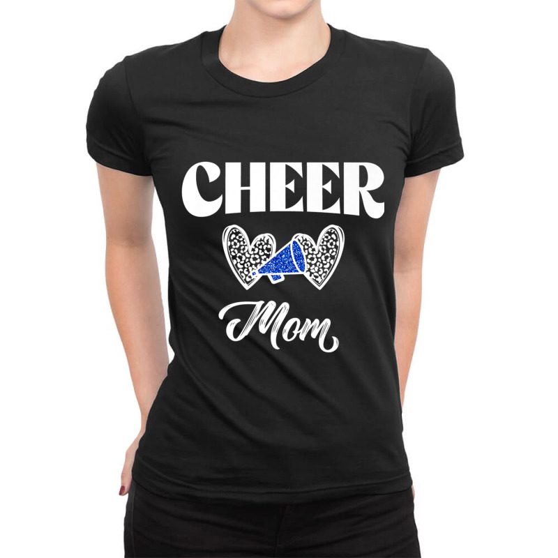 Cheer Mom - Megaphone With Heart Accent Design Character Ladies Fitted T-Shirt by HailieDesign | Artistshot