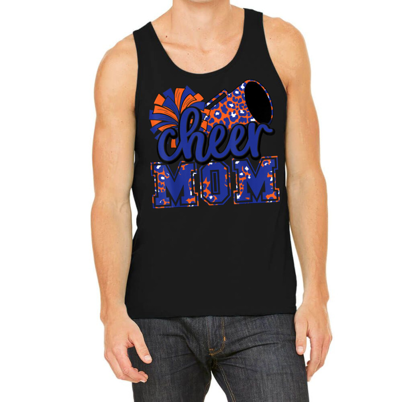 Cheer Mom Blue Orange Leopard Cheer Poms & Megaphone Mens Womens Tank Top by HailieDesign | Artistshot