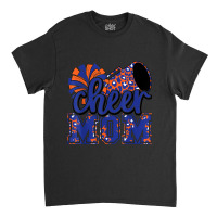 Cheer Mom Blue Orange Leopard Cheer Poms & Megaphone Mens Womens Classic T-shirt | Artistshot