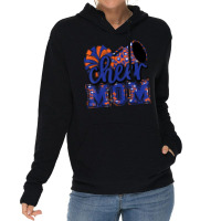 Cheer Mom Blue Orange Leopard Cheer Poms & Megaphone Mens Womens Lightweight Hoodie | Artistshot