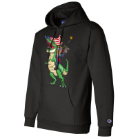 Machine Gun Trump On T Rex Dinosaur With American Flag Women My Favori Champion Hoodie | Artistshot