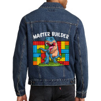 Master Builder Funny Building Blocks T-rex Dinosaur Characters Video G Men Denim Jacket | Artistshot