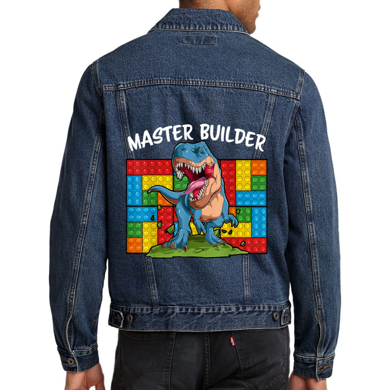 Master Builder Funny Building Blocks T-rex Dinosaur Characters Video G Men Denim Jacket by JazmineDesign | Artistshot