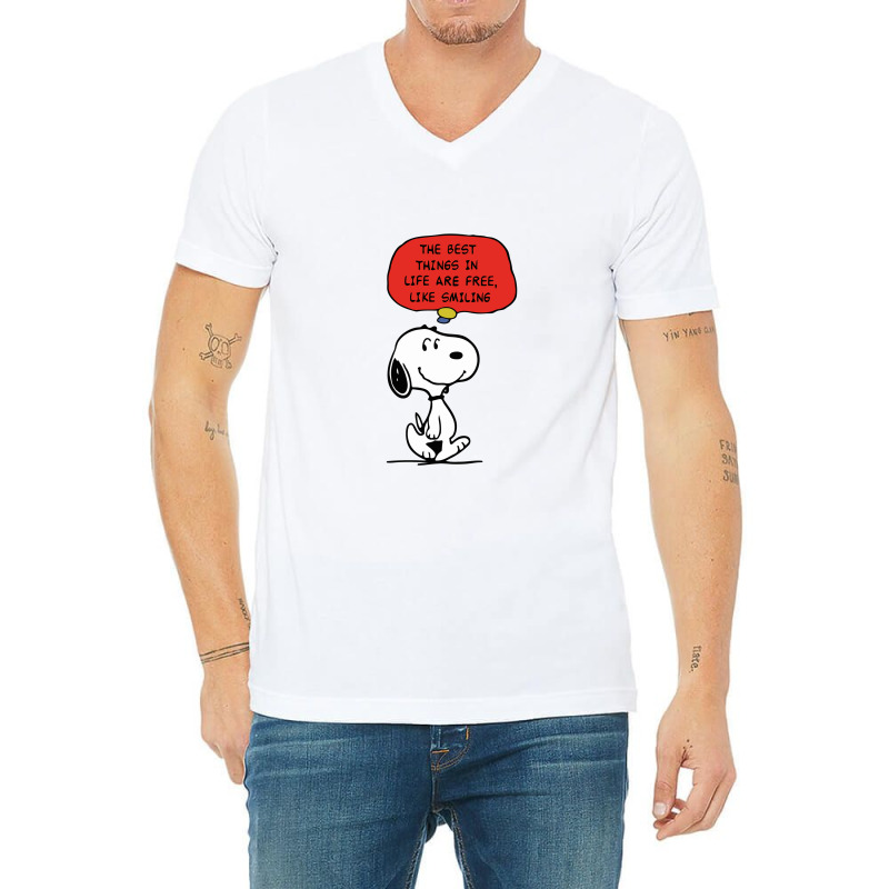 Peanuts Best Things In Life Are Free V-neck Tee | Artistshot