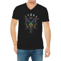 Moon Cycle Rainbow Butterfly Circle V-neck Tee | Artistshot