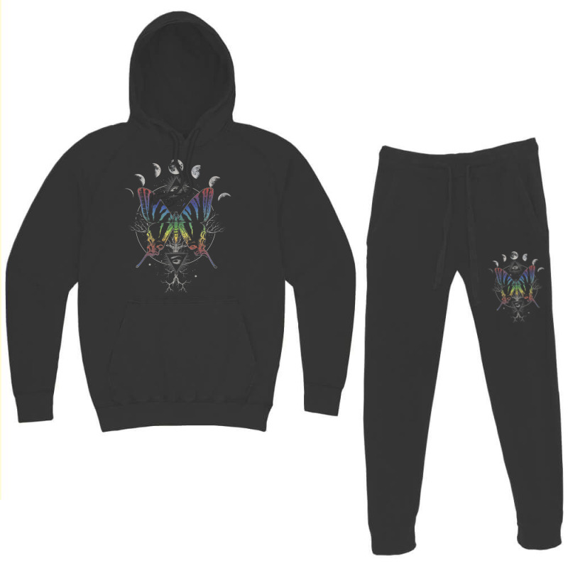 Moon Cycle Rainbow Butterfly Circle Hoodie & Jogger Set | Artistshot