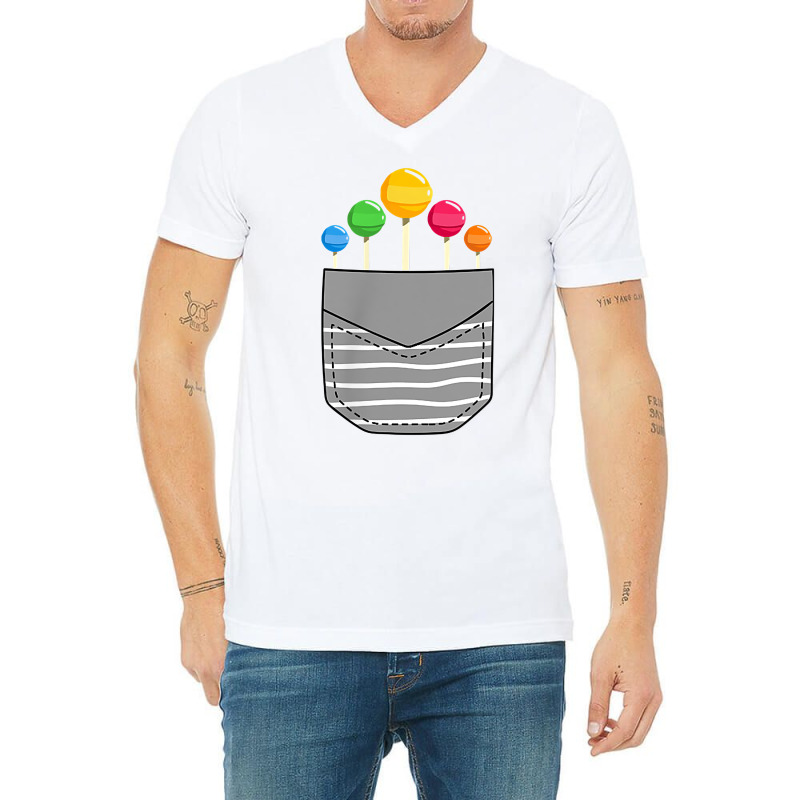 Funny Rainbow Sucker Candy Stick Lollipop Pocket T Shirt V-Neck Tee by roopeedwrich76 | Artistshot