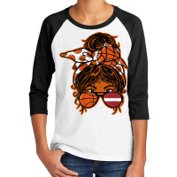 Latvia Brown Skin Basketball Fan Latvian Messy Bun Hair Girl T Shirt Youth 3/4 Sleeve | Artistshot