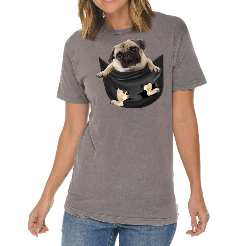 Pug In Pocket Funny Dog Lovers Costume Gifts T Shirt Vintage T-shirt | Artistshot