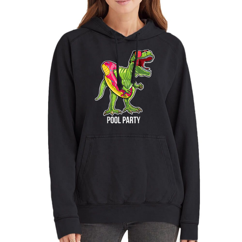 Pool Party T Rex Dinosaur Doughnut Float  T Rex Gift Mens Womens Vintage Hoodie | Artistshot