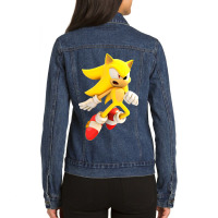 Yellow Hedgehog Jumps Aside Ladies Denim Jacket | Artistshot