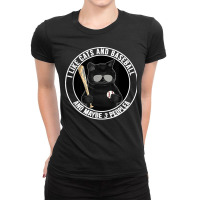 I Like The Cats And Baseball And Maybe 3 People Blackie Cat Ladies Fitted T-shirt | Artistshot