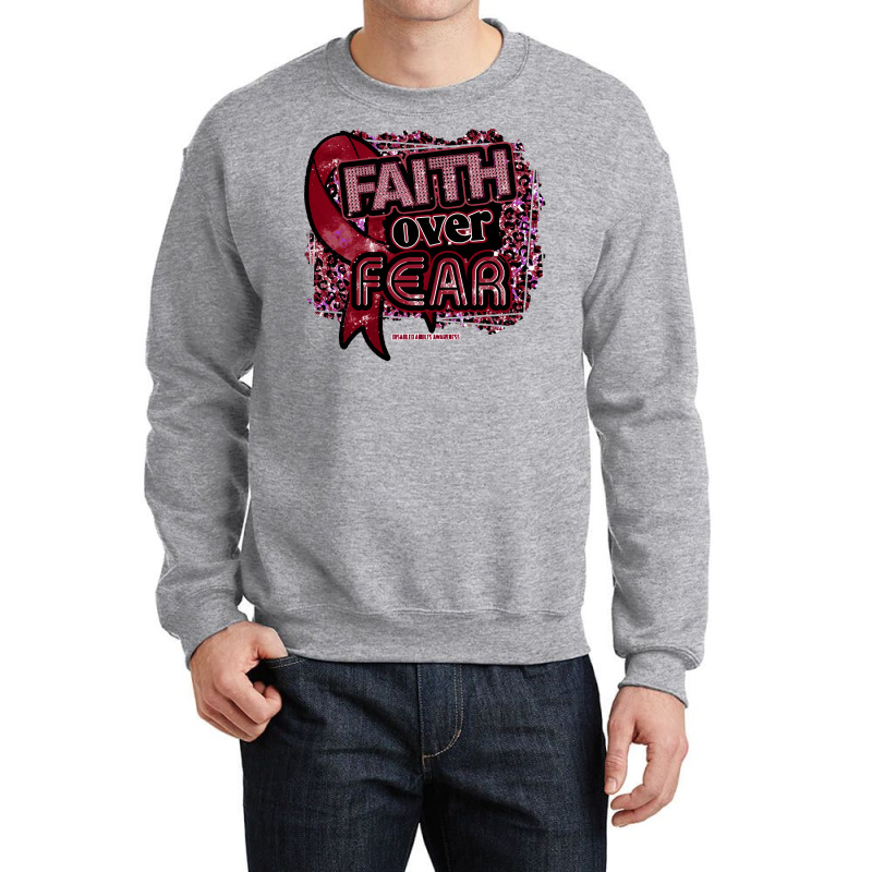 Disabled Adults T  Shirt Disabled Adults Awareness Ribbon Faith Over F Crewneck Sweatshirt | Artistshot