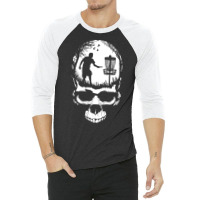 Disc Golf Skull Sunset Halloween T  Shirt Disc Golf Skull Player Retro 3/4 Sleeve Shirt | Artistshot