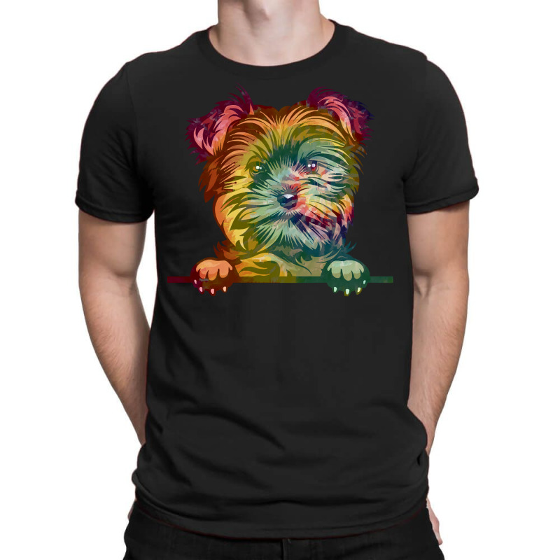 Dog Yorkie Tie Dye Color Peeking T  Shirt Animal Dog Yorkie Tie Dye Co T-shirt | Artistshot