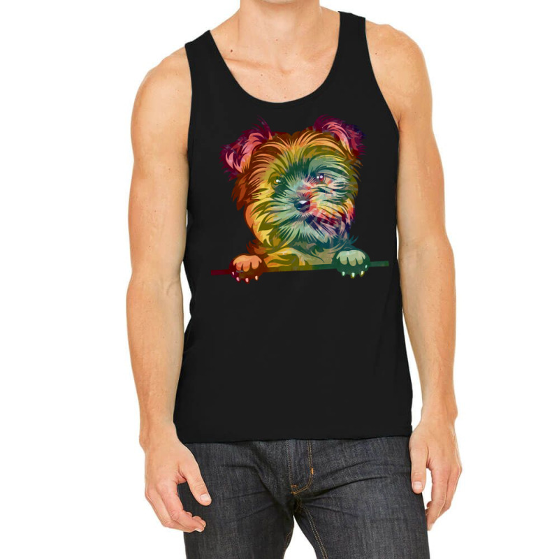 Dog Yorkie Tie Dye Color Peeking T  Shirt Animal Dog Yorkie Tie Dye Co Tank Top | Artistshot